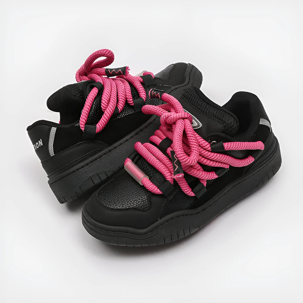 Unisex low-top casual shoes with thick rubber sole and lace-up front, shown in a choice of colours