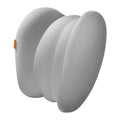 Grey and orange car head rest and waist pillow set with memory cotton filler on a car seat.