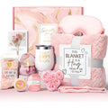 Aromatherapy gift set with candle, soap, and bath bomb in a modern simple-style plastic box.