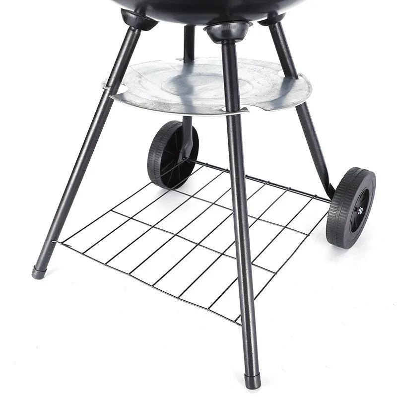 Portable 14-inch iron charcoal barbecue grill for 3-5 people.