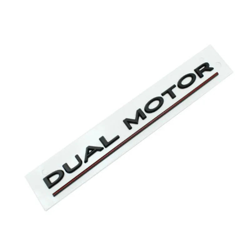 Model 3 bumper sticker with performance lettering in black and red stripe design