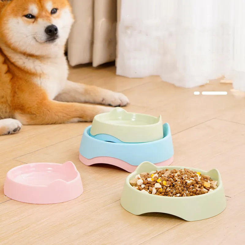 Blue ceramic dog slow feeder bowl with maze design and raised cups for slowing down fast eating.