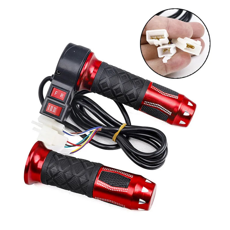 Plastic three-wheel electric car modification accelerator handle with 3-wire plug and choice of coloured finishes.