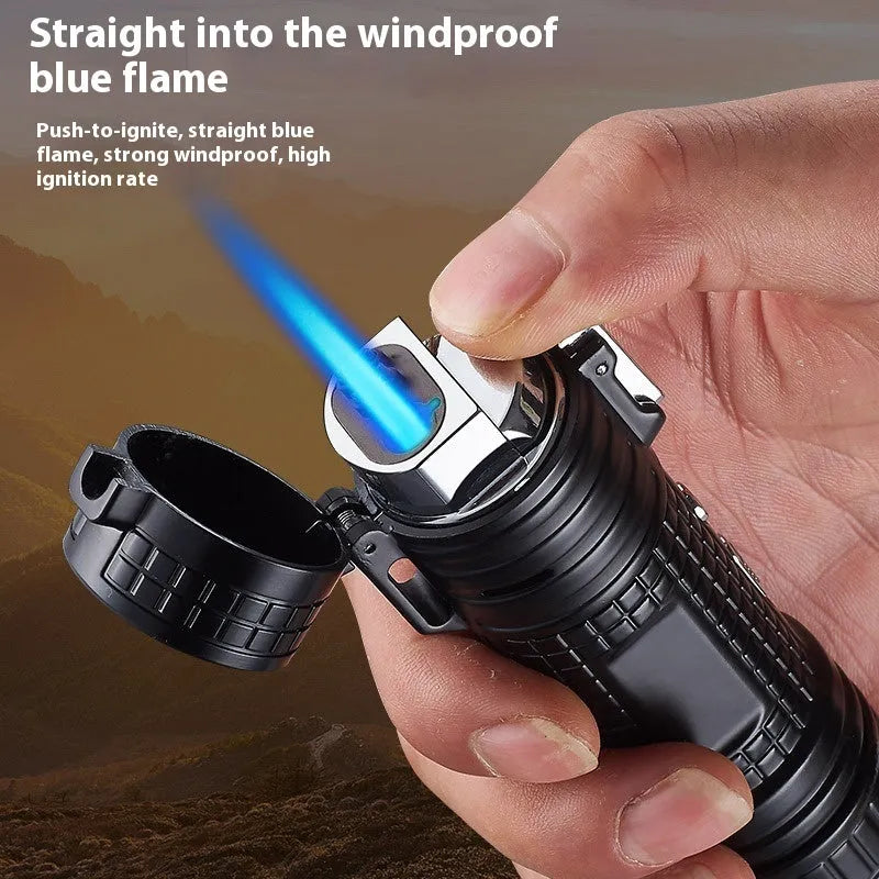 TH727 multi-function metal flashlight lighter in camouflage colour.