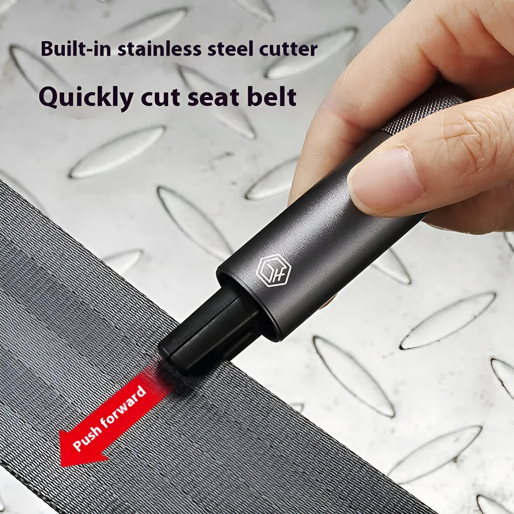 Gun grey aluminium alloy car safety hammer with bearing steel impact head for window breaking