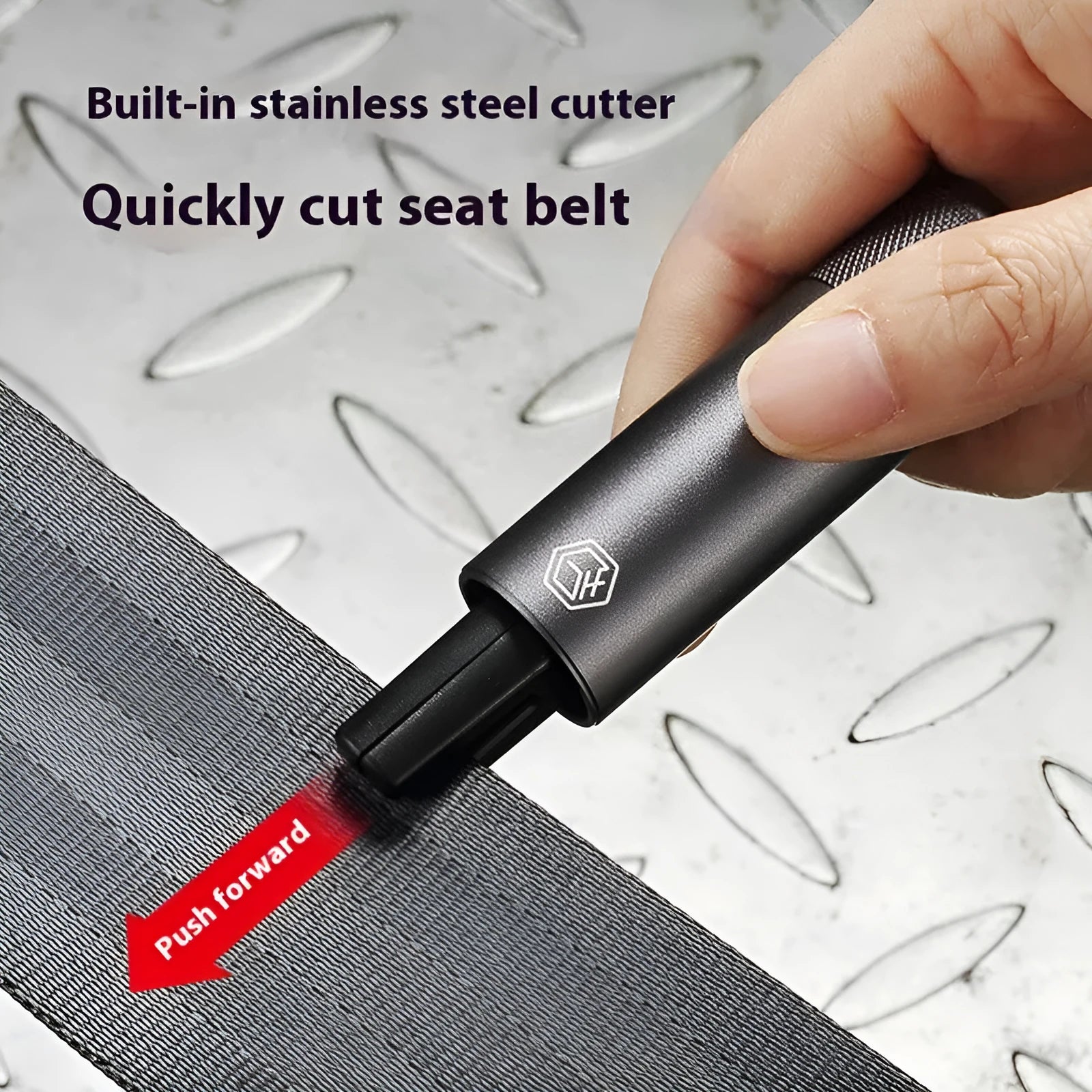 Gun grey aluminium alloy car safety hammer with bearing steel impact head for window breaking