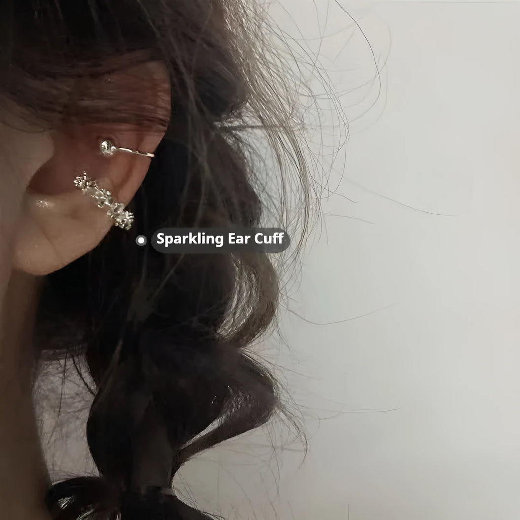 Geometric irregular frosty style ear clip earrings with double drop design in colour B4710