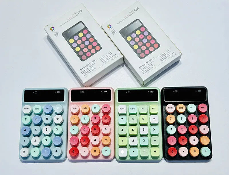 Mini portable wireless Bluetooth keyboard with mechanical-style keys in mixed colours