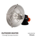 Portable outdoor heating stove with black and orange design and automatic ignition