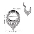Stainless steel drop-shaped ear extender with totem decoration for stretched earlobes.