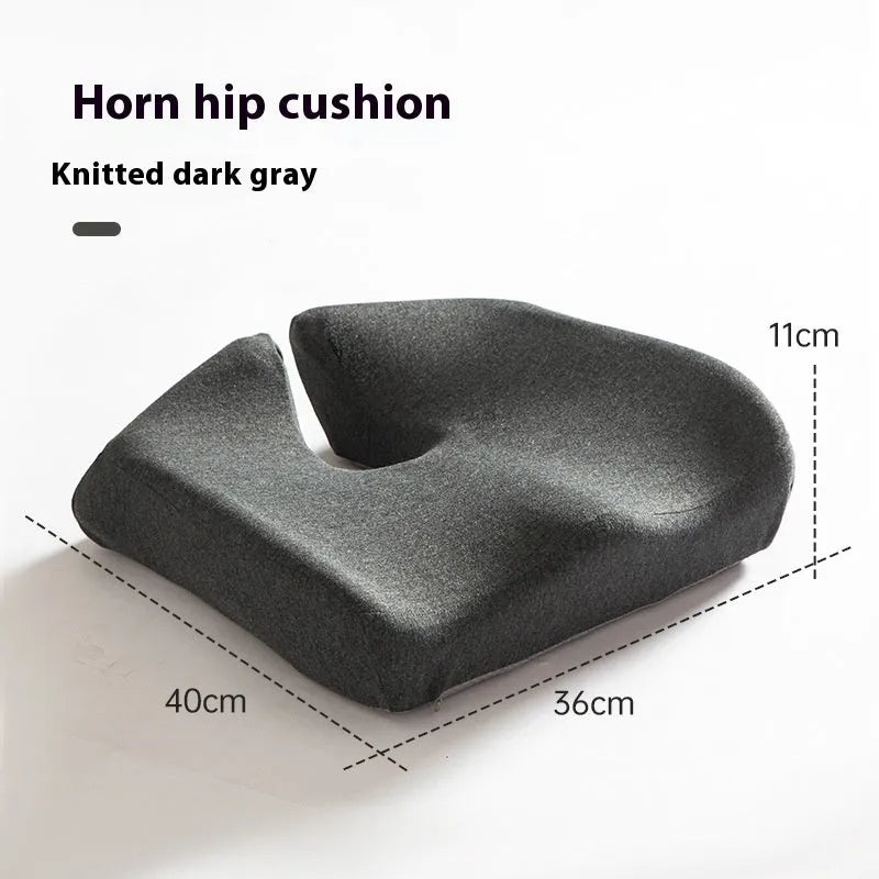 Memory foam office chair cushion for waist support during long sitting sessions in black, grey or light grey