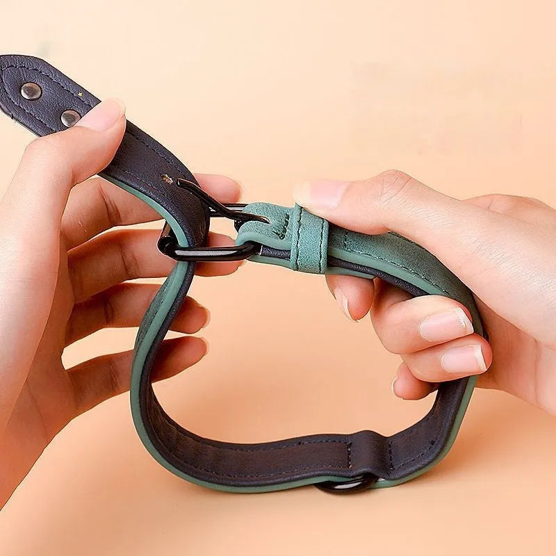 Adjustable dog collar in purple with double-layer thickened construction and buckle fastener
