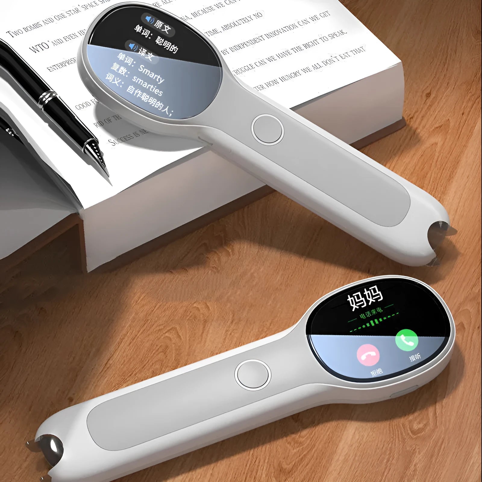 White reading pen with translation function for Chinese and English language learning