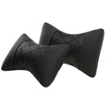 Black quilted artificial leather car headrest pillow with coloured stitching options