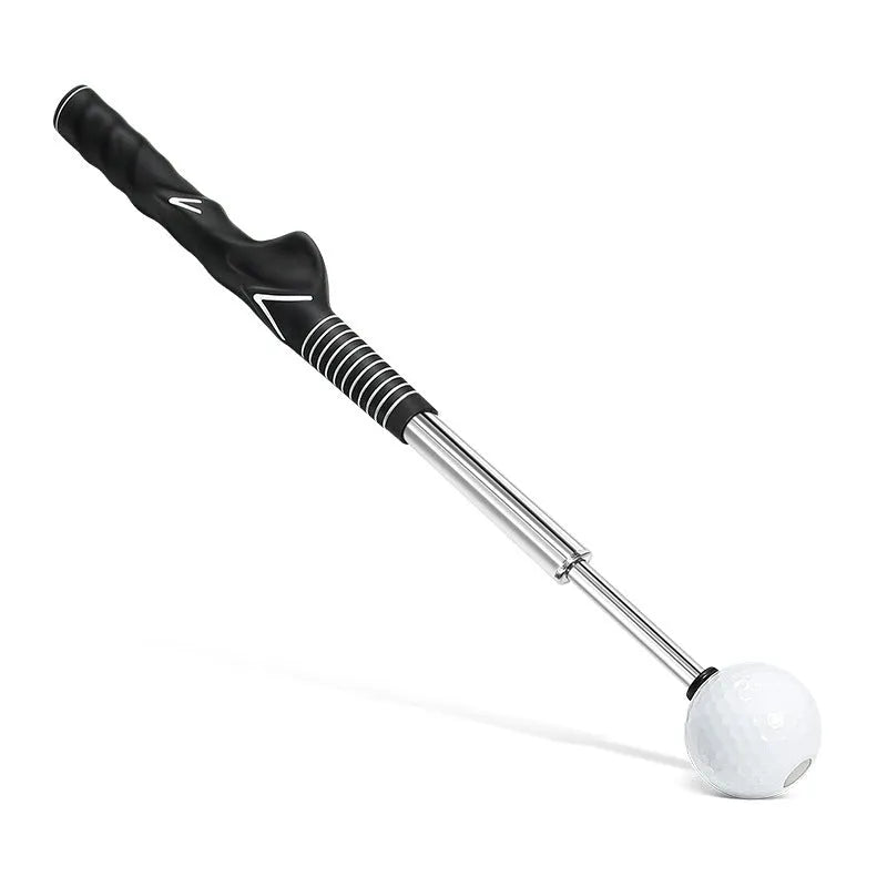 Telescopic stainless steel golf swing trainer in black, blue and red colour options