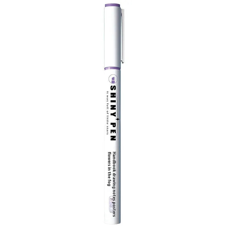 Set of four glitter highlighter pens with slanted tips in six colours including taro puff and mung bean smoothie