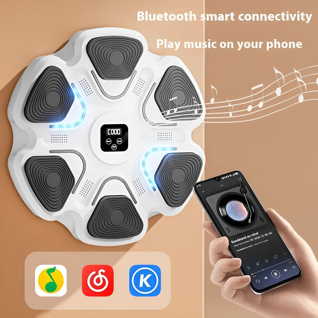 Smart music boxing machine wall target with electronic reaction lights and hanging design
