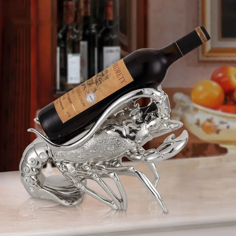 European style resin lobster wine rack ornament in rose gold or silver finish