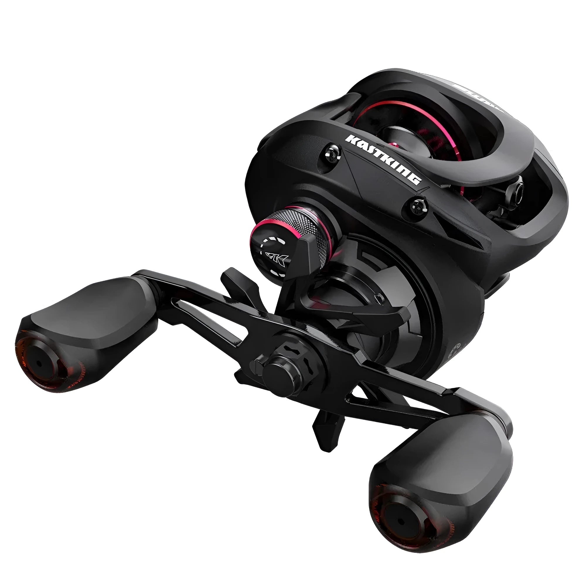 Fishing reel spinning mechanism showing left hand and right hand wheel options
