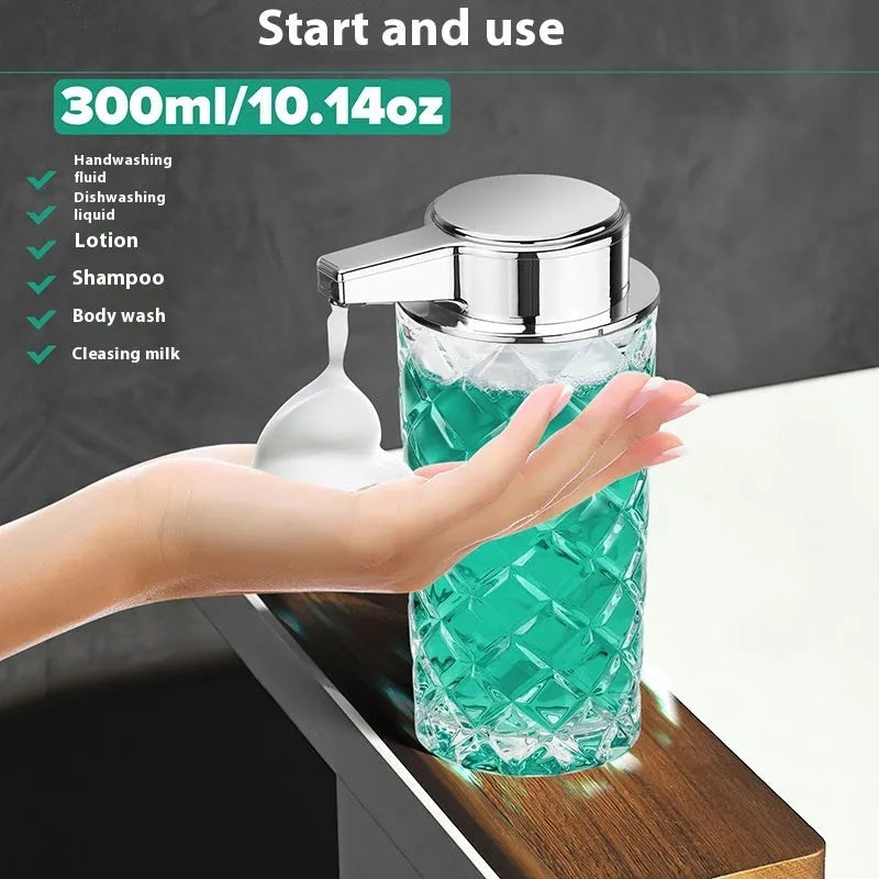 Automatic intelligent soap dispenser with silver PET shell and USB Type-C charging port