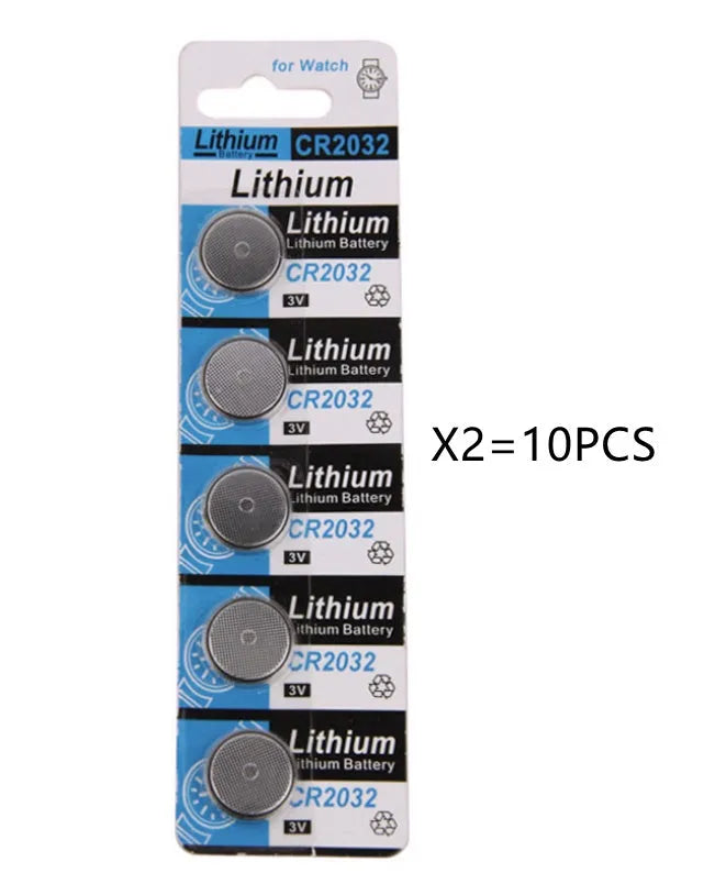 CR2032 lithium button battery pack with 5 capsules per card for electronic devices