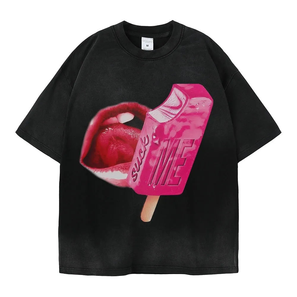 Cartoon pattern streetwear t-shirt in loose fit available in multiple colours