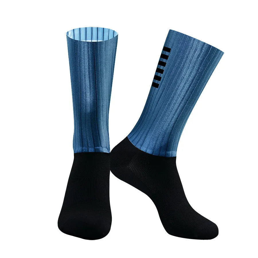 Athletic sports socks for cycling and running in multiple colour options with moisture-wicking fabric