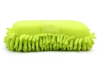 Silver green chenille car wash sponge measuring 14x25cm with microfiber construction