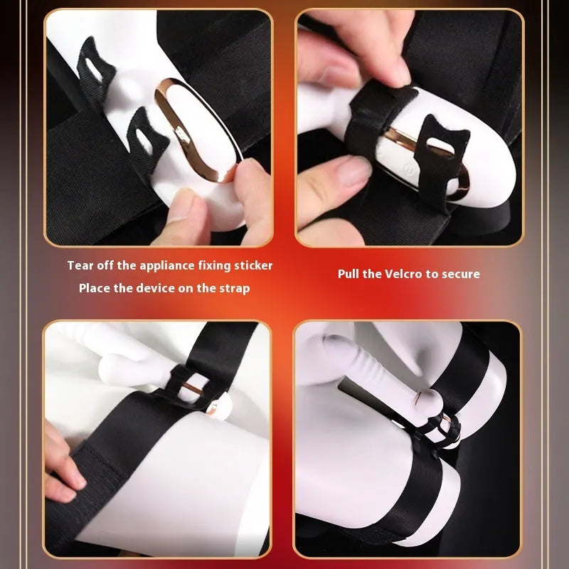 Black knitted sex toy strap for adult toy attachment