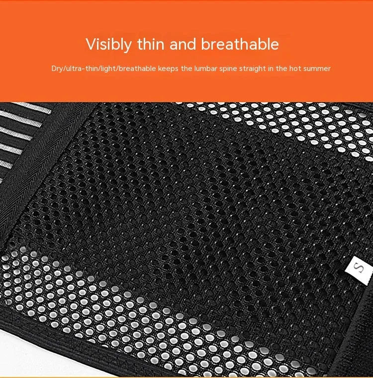 Black sports waist support with steel plate decompression for lumbar protection during fitness activities