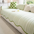 Special-shaped straight row mat sofa cover in ice silk fabric with non-slip design
