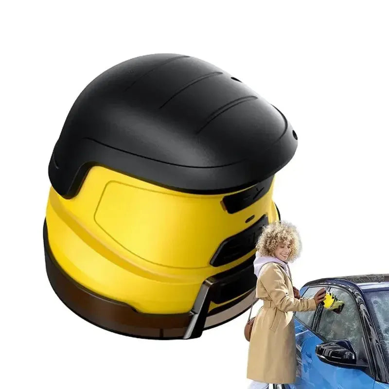 Yellow cordless electric ice scraper for car windows with lithium battery and USB charging