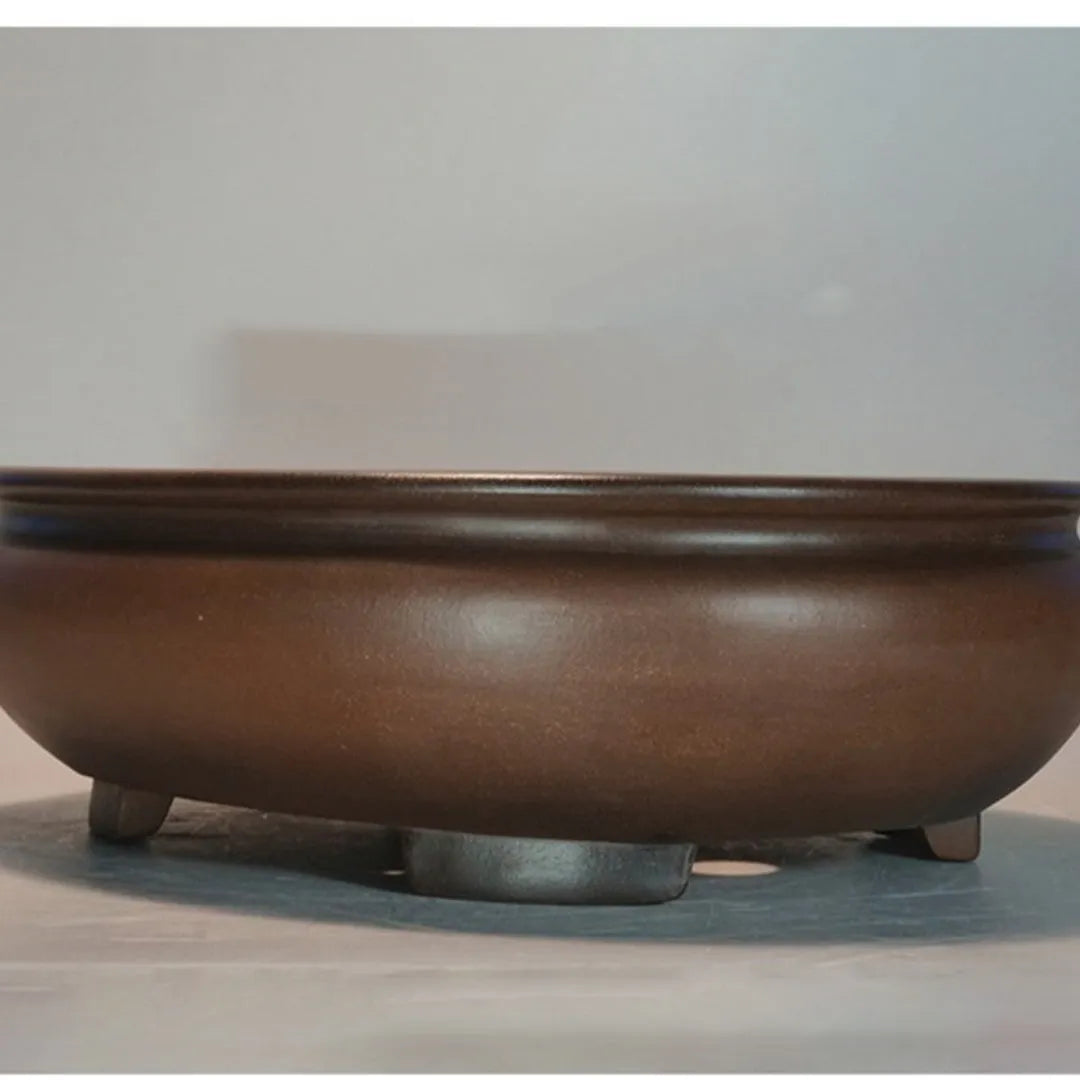 Handmade purple clay desktop flowerpot with classical design for indoor plants