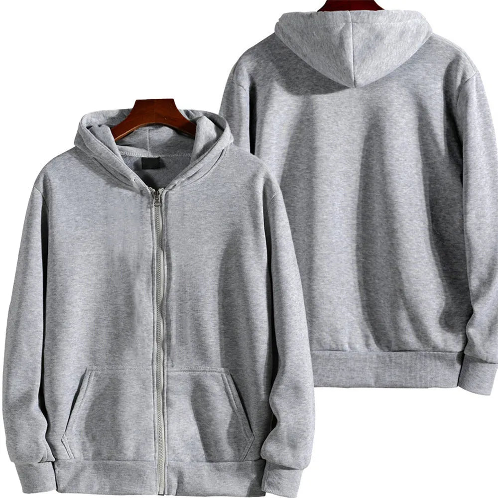 Men's loose fit sports zipper jacket in polyester-spandex fabric with zipper front