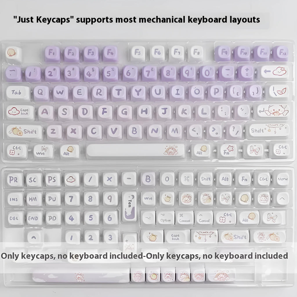 PBT gradient purple rabbit keycaps for mechanical keyboards with sublimation printing