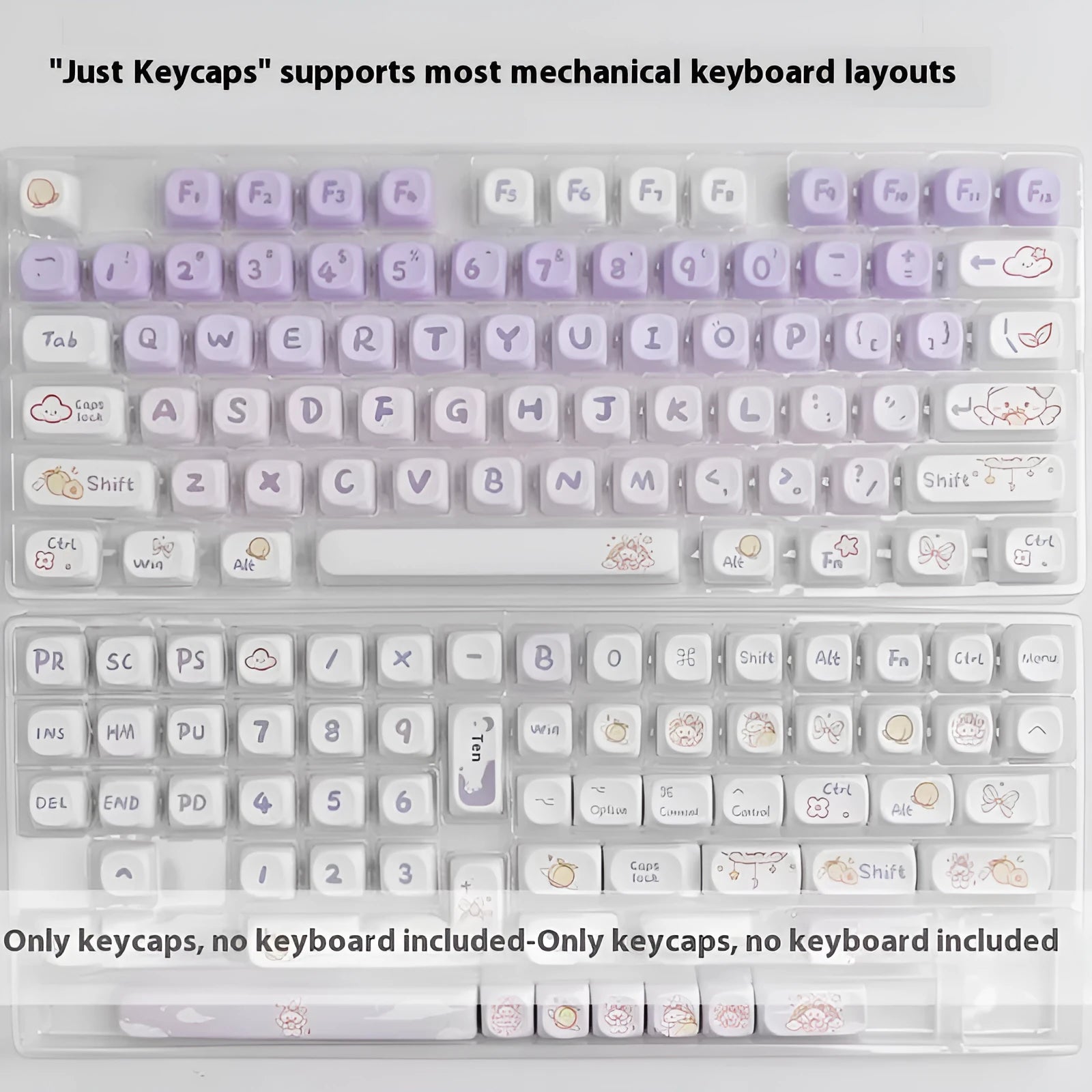 PBT gradient purple rabbit keycaps for mechanical keyboards with sublimation printing