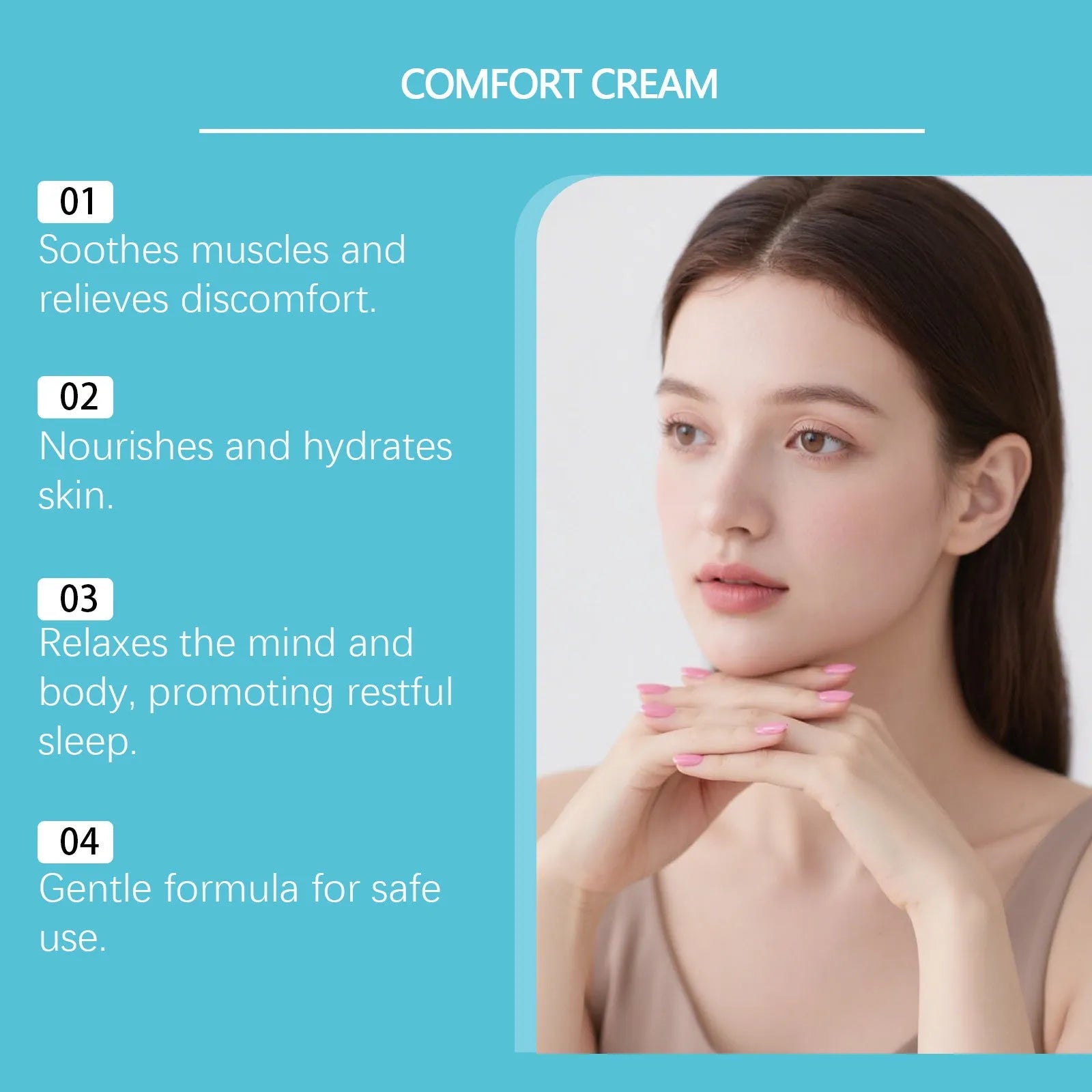 50g moisturising cream jar with Shanjinchehua Pyridoxine Menthol ingredients for hydrating skin care