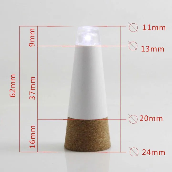 White plastic rechargeable LED bottle cap cork light for decoration
