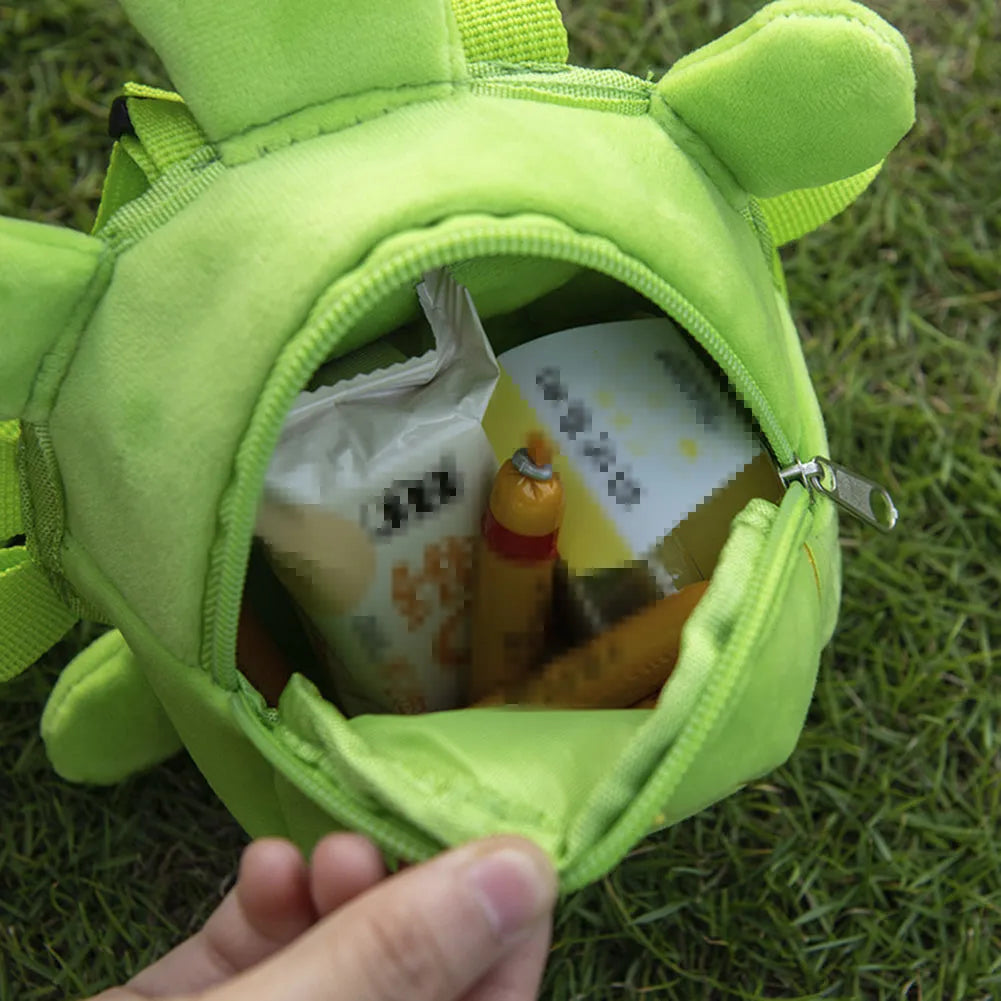 Cartoon turtle shaped dog backpack harness vest with metal zipper in velvet material