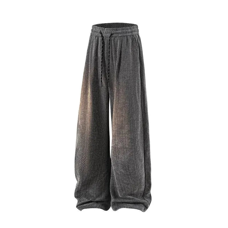 Fleece-lined hollow-out trousers in straight-leg cut with elastic waistband