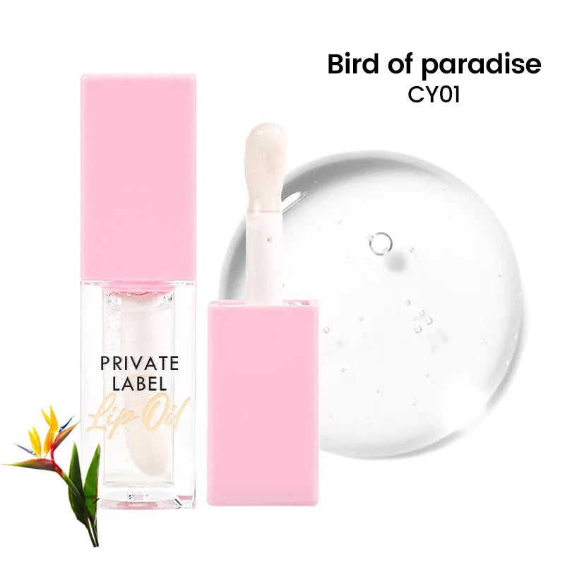 Set of six transparent women's lip glosses in 6ML tubes with various flavours.