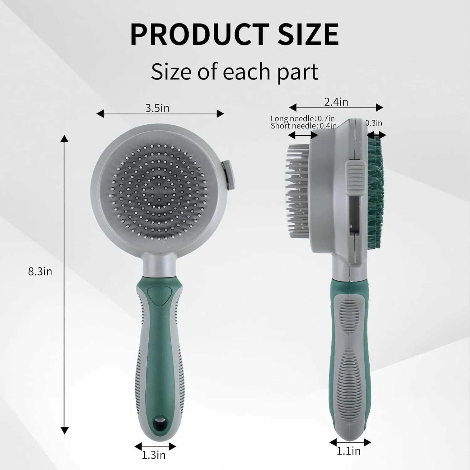 Two-sided silicone cat brush showing retractable slicker side and octopus-teeth massager side