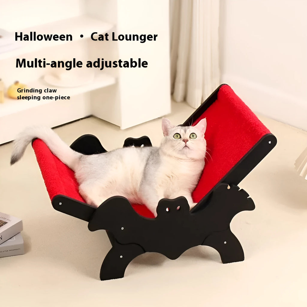 Black and red European-style wooden cat recliner bed for indoor pets