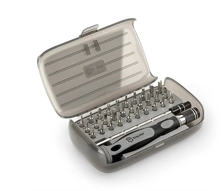 32-in-1 screwdriver set with 30 bits in compact 130mm plastic storage case