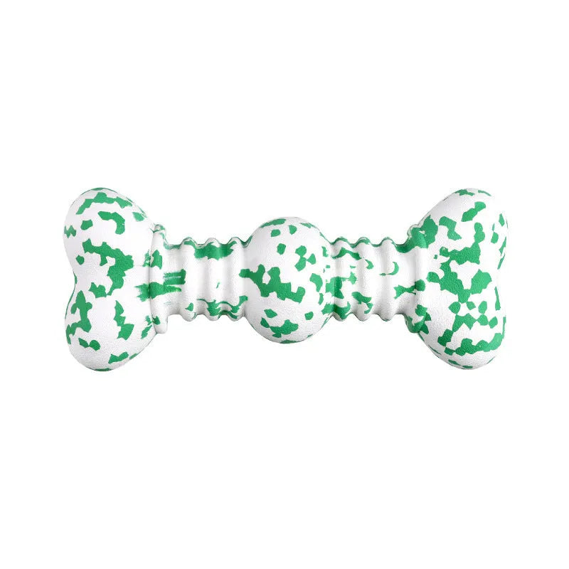 Green and white camouflage patterned natural rubber dog chew toy for large breed dogs