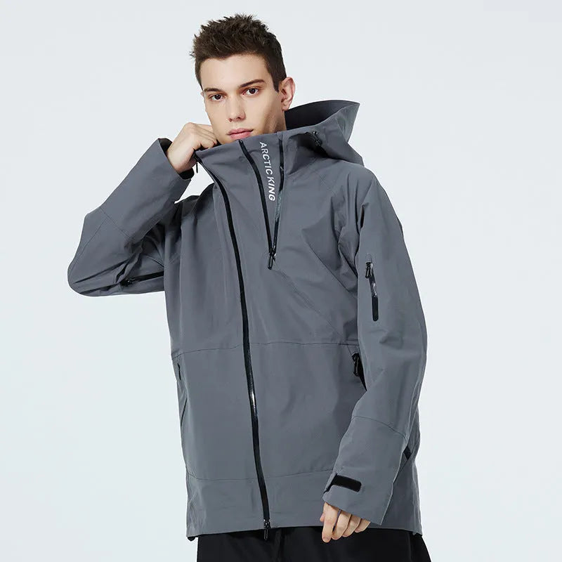 Thin veneer double plate ski suit for men and women in yellow, black, grey, or liner.