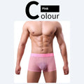 Men's thin invisible boxer shorts in quick-drying polyester fabric showing colour options