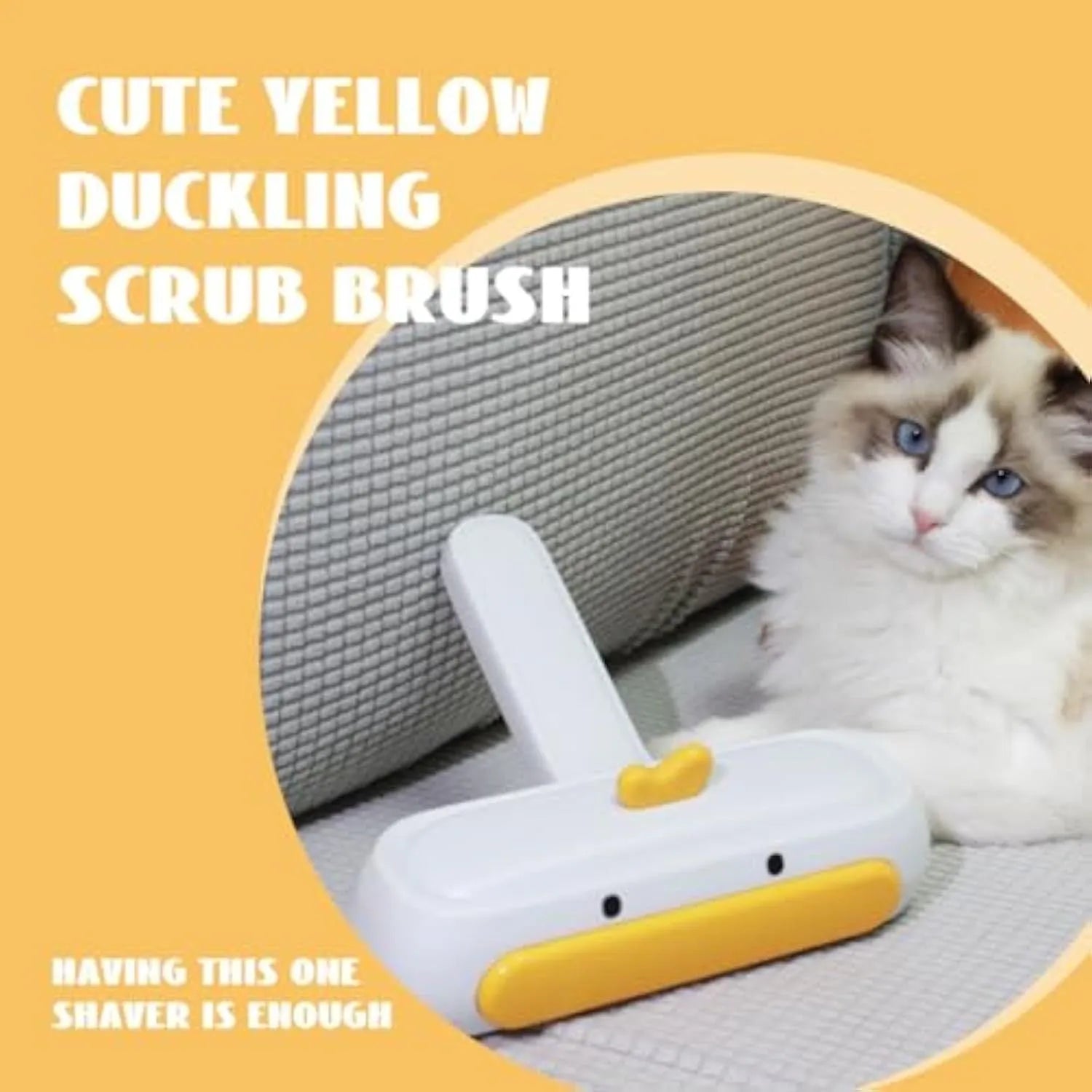 Portable pet hair remover with yellow duck design and reusable brush roller for furniture car seats clothing