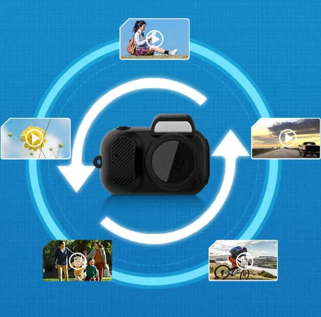 Black Y3000 HD outdoor sports camera with display screen, shown with a memory card.
