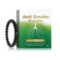 Men's adjustable smoke prevention bracelet featuring a glass band and a black gallstone centrepiece.